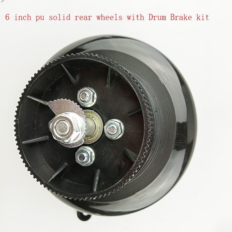 Size 6 inch 140mm Pu solid front or rear wheel with Drum brake kit for small electric scooters Mini folding scooter
