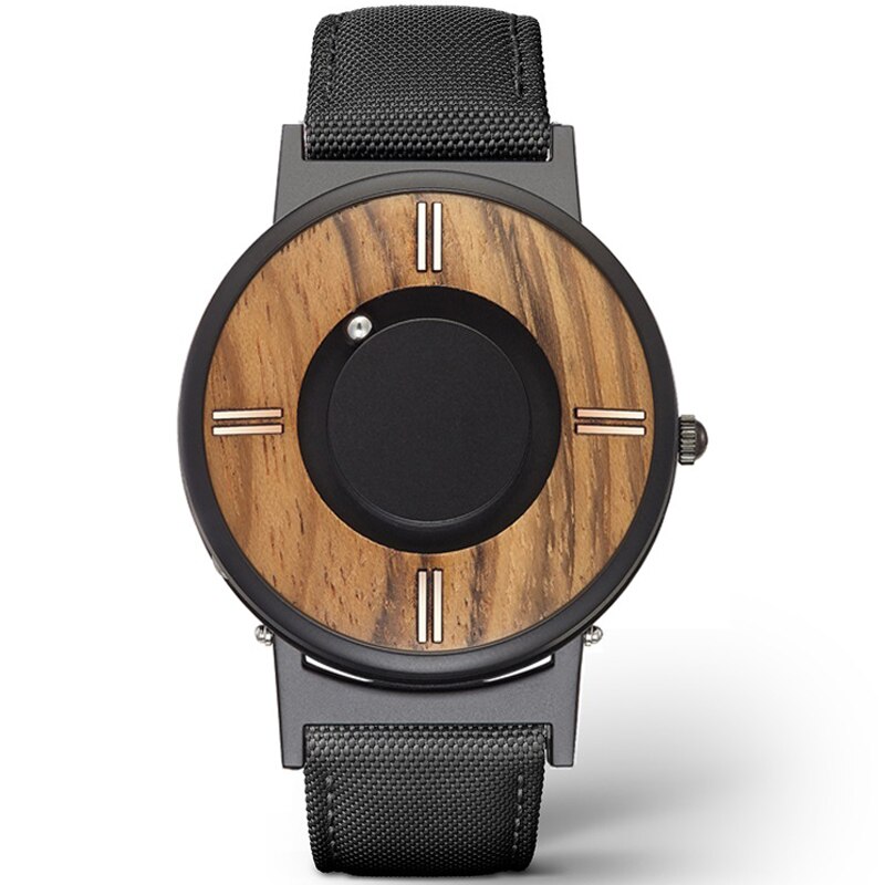 Echt Holz Uhr Kreative Holz Zifferblatt Männer Uhren Magnetische Magnet Metall Ball EUTOUR Mens Retro Quarzuhr Männlichen Saat reloj: 6