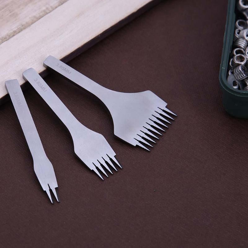 ! Cincel plano de acero blanco de 3,85 Mm, herramientas para artesanía de cuero, equipo de perforación de agujeros, herramienta de bricolaje de 2 puntas/5 puntas/10 puntas