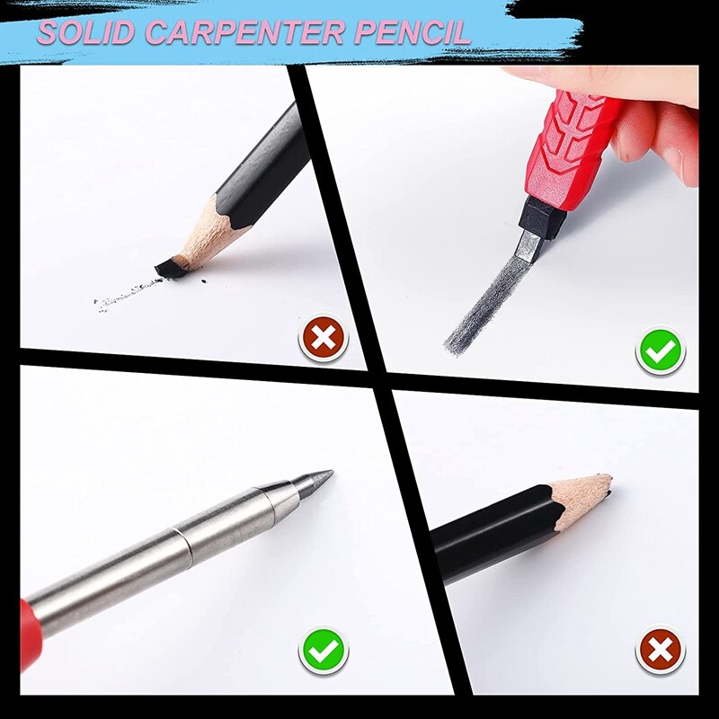 Solid Carpenter Pencil Set,Refills Carpenter Drawing Scriber Tools for Carpenters Scriber Woodworking Architect Art
