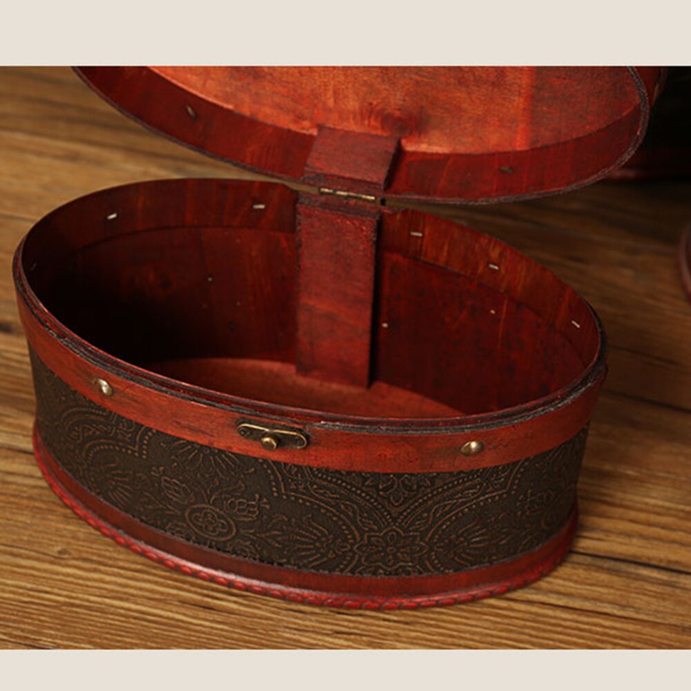 Delicate Ancient Chinese Style Round Tea Leaves Cake Storage Box Tea leaves Display Organizer Wooden Tea Package Box - A Si