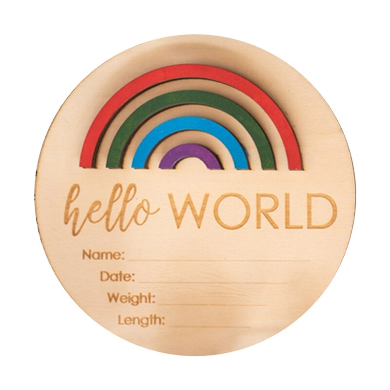 Wooden Rainbow Milestone Cards Growth Commemorate Baby Birth Monthly Recording Card Newborn Infants Shower