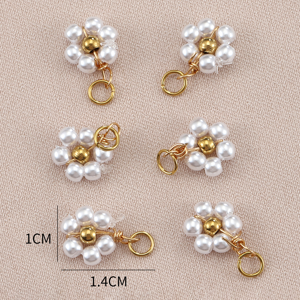20 piezas de cuentas de perlas de imitación de flores de acero inoxidable, colgantes para fabricación de joyería, accesorios para pulseras y collares hechos a mano DIY