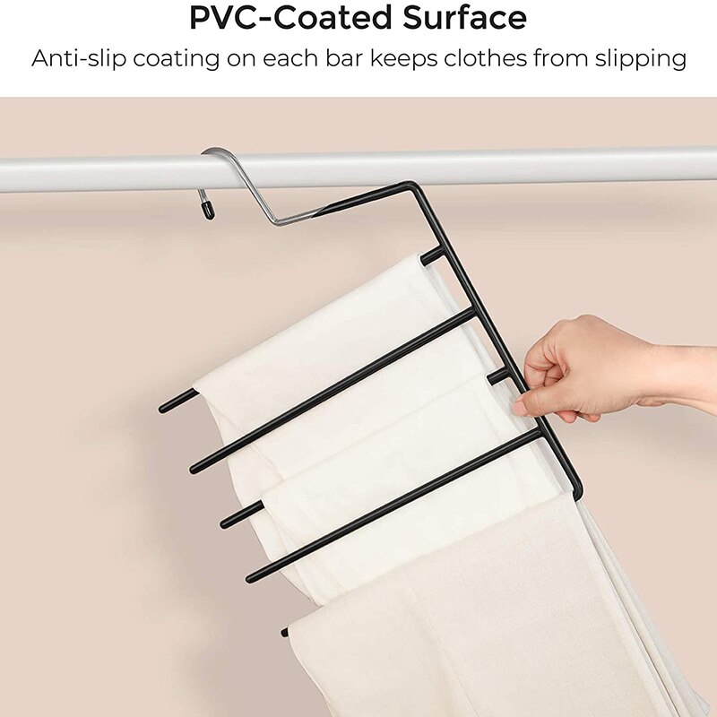 Pants Hangers Space Saving, Set of 4 Open-Ended Clothes Hangers, Multiple Pant Hanger, Pants Organizer Hanger, Pant