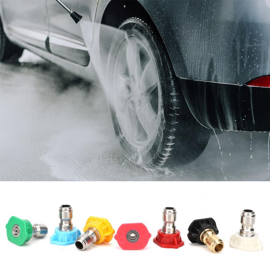 7Pcs Hogedrukreiniger Sproeikop Tip 5000PSI 1/4in Quick Connector Sproeierkop Spray Tips 7 Kleuren