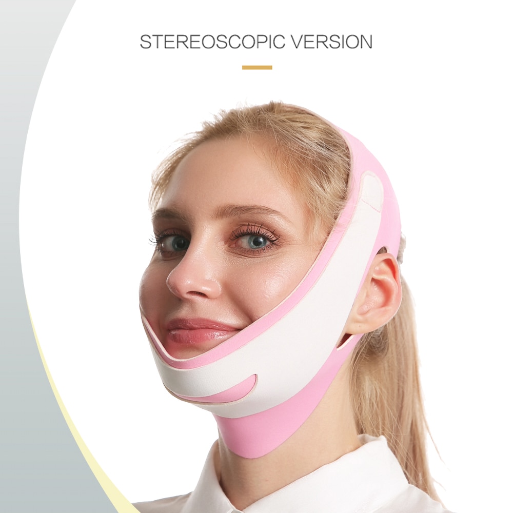 V Shaping Face Lifting Chin Strap Band 360 Physical Facial Neck Slimming Bandage Lift Up Mask Beauty Face Thin Belt: light Pink