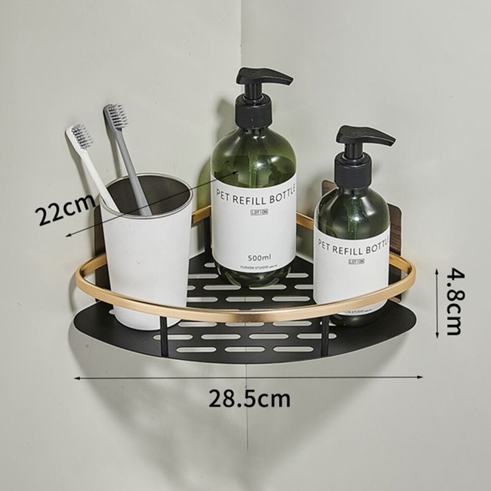 Badeværelseshylder borefri hjørnehylde brusekabine opbevaringsstativ shampooholder toiletorganiser badeværelsestilbehør sæt: Trekant standard