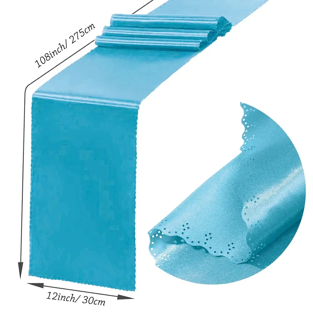 30 cm x 275cm(12*108 tum) bröllops satinbordlöpare sidenband bordsflaggor för banketter fest ljus matbordsdekoration: Himmelsblå