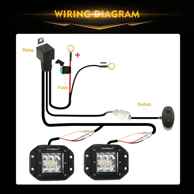 AUXBEAM Lámpara de conducción de luz de trabajo LED integrada de 5 pulgadas y 72 W con arnés para camioneta todoterreno