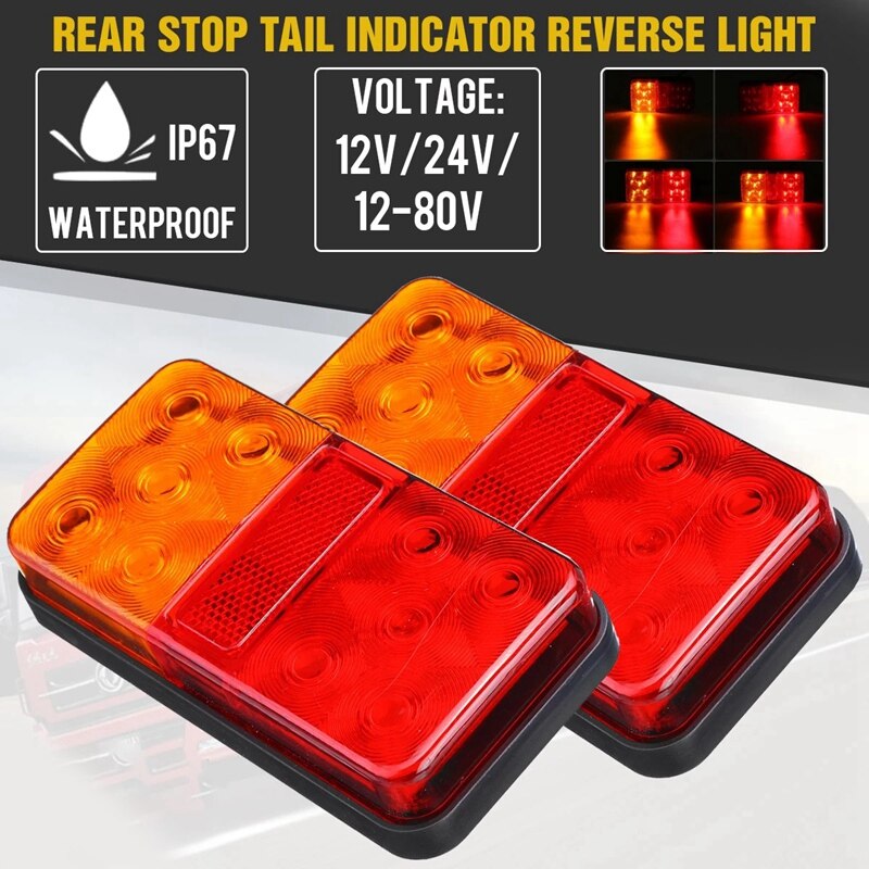 2x Feux Arrière LED 24V Stop - Clignotant - Recul - Brouillard Pour Camion, Remorque, Bus Et Camping-Car