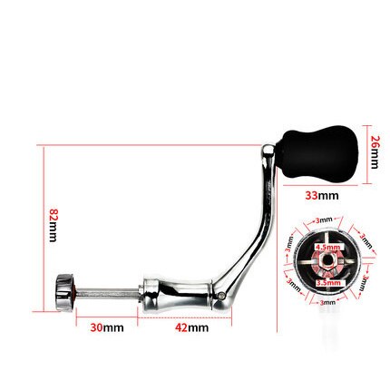 Spinning Reel Handle Metal Fishing Spinning Reel Crank Handle Replacement Part with Plastic Rotatable Grip Knob: L