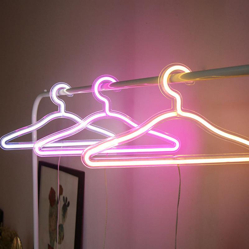 Letrero de luz LED de neón, soporte de ropa alimentado por USB, luces decorativas, colgador de luz para dormitorio, tienda de ropa, decoración de pared