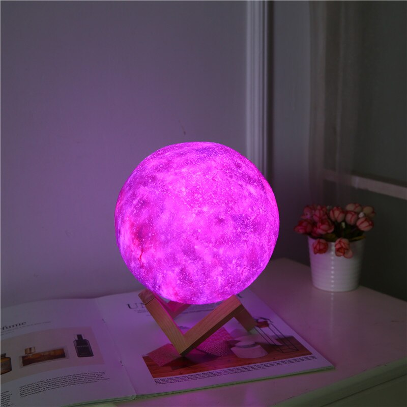 Creatieve 3D Afdrukken Ster En Maan Lamp Kleurrijke Verandering Tactile Decorateur Usb Led Nachtlampje Galaxy Lamp