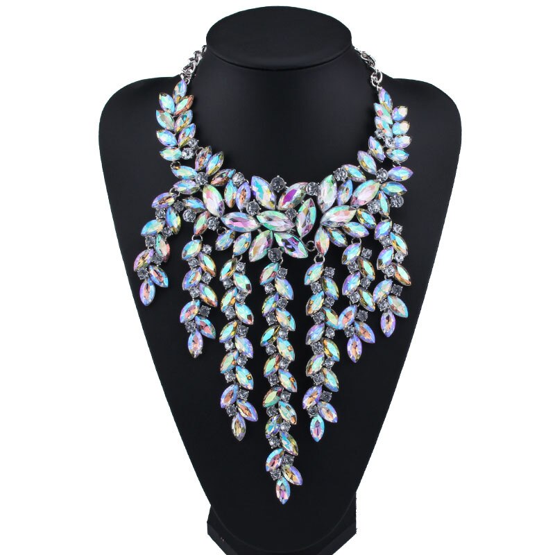 MYDANER-Collar grueso multicolor con diamantes de imitación para mujer, Gargantilla, joyería: E2
