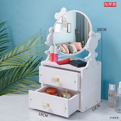 Mini skrivbords sminklåda med spegel kosmetisk förvaringslåda dressing spegel skönhetsspegel prinsessa flip bärbar liten spegel: D