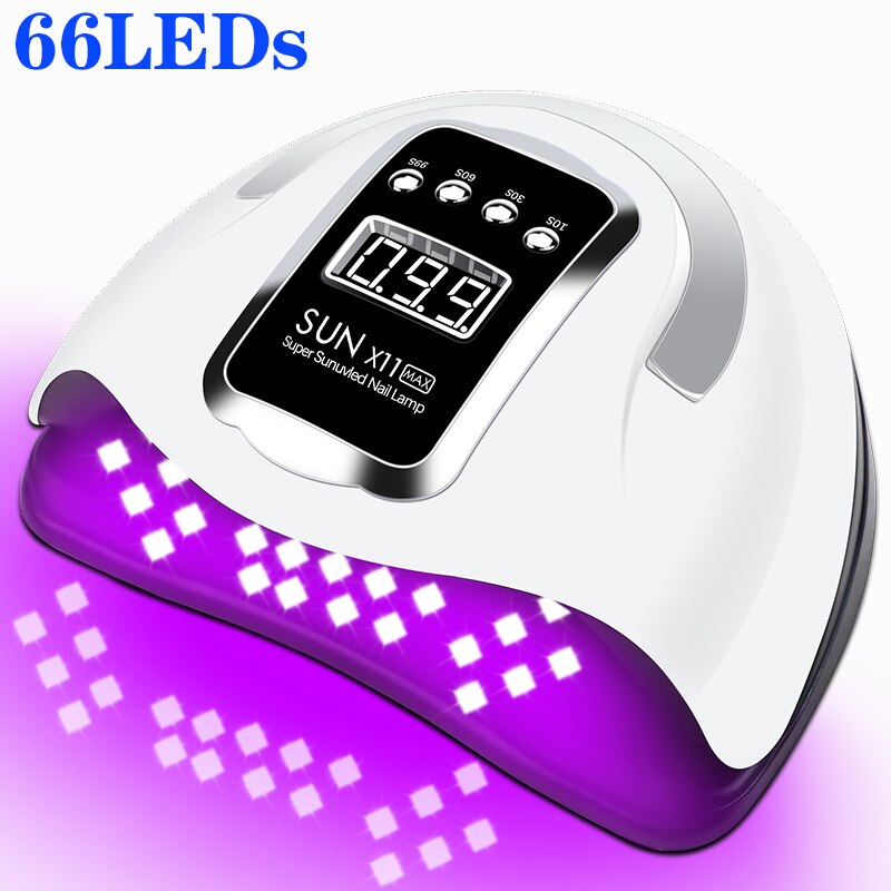 Lámpara LED UV para secado de uñas en Gel acrílico, con modo de bajo calor, Sensor inteligente, máquina de manicura para salón de manicura, 66LED, novedad: 66LEDs-X11 / UK