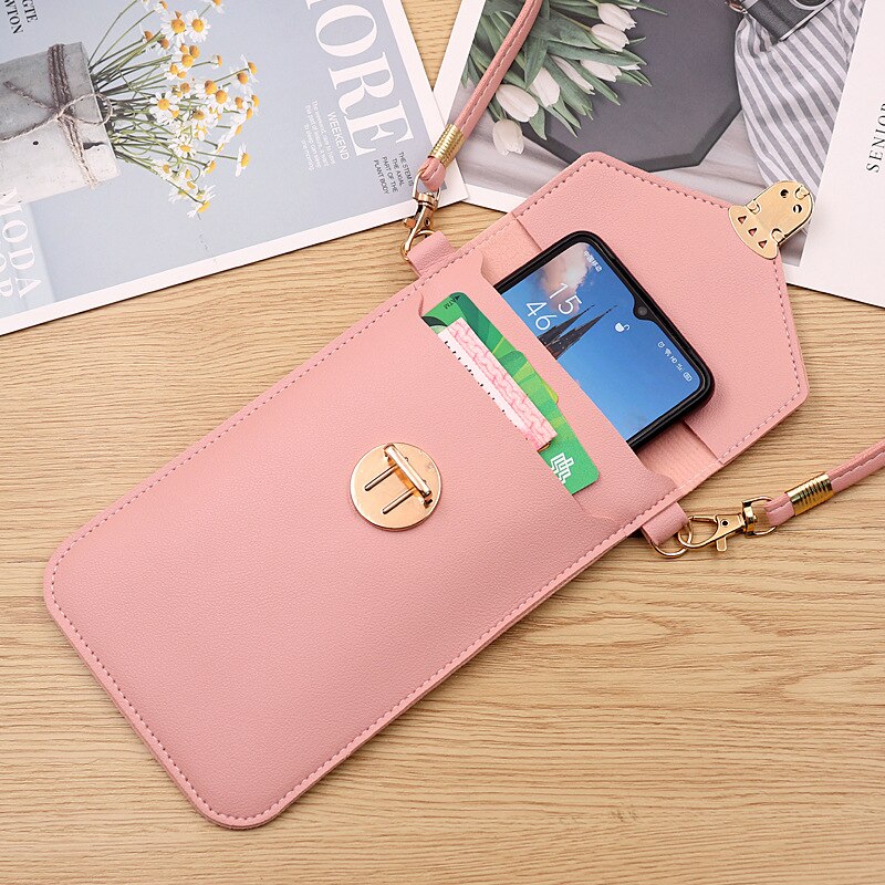 Touch Screen Mobiele Telefoon Purse Smartphone Portemonnee Lederen Schouderband Handtas Vrouwen Tas Voor Iphone Portemonnee Schoudertassen