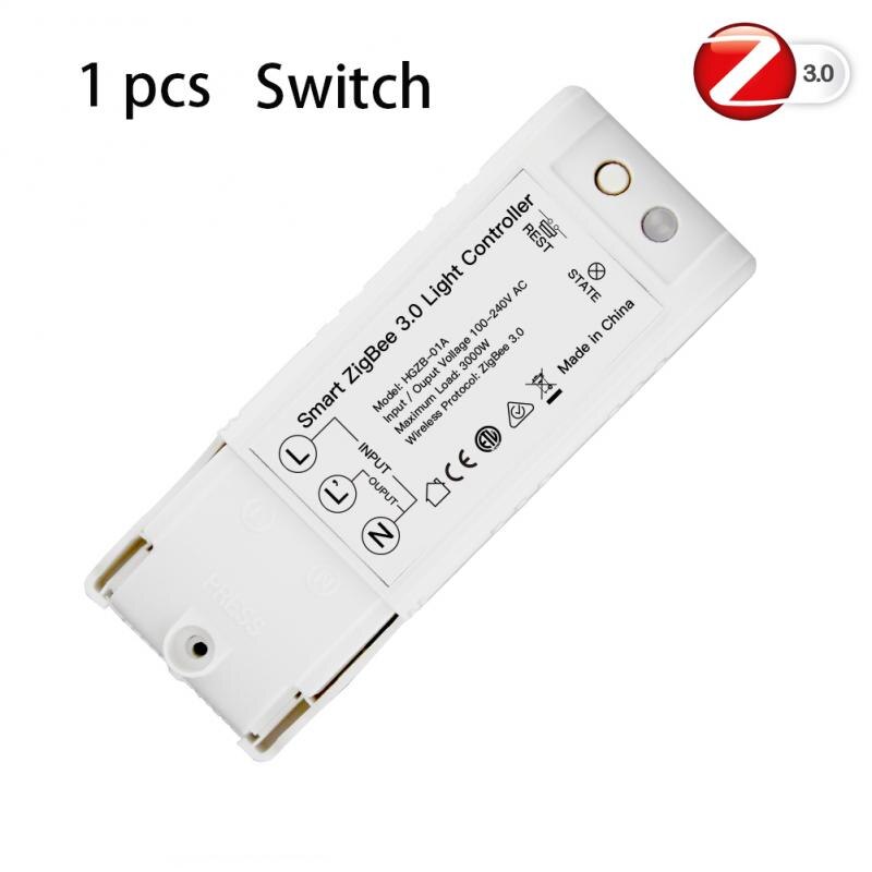 Zigbee 3.0 DIY Smart WiFi Light LED Dimmer Switch/ Switch APP Remote Control 1/2 Way Switch,Works with Alexa Echo Google home: 1 PCS Switch