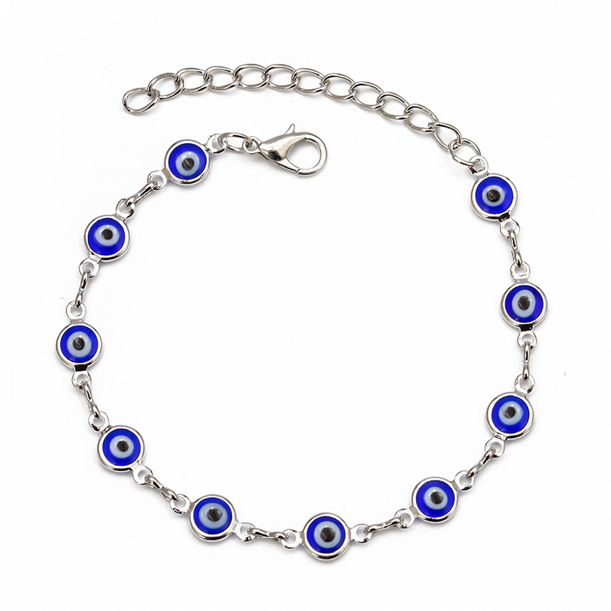 Pulsera con dije de mal de ojo turco azul de ojo de la suerte, pulsera de cadena de aleación ajustable para mujeres y hombres, joyería, pulseras, bisutería: Marrón rojizo