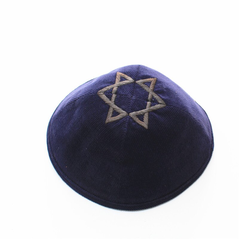 Effen Fluwelen Joodse Kippot Skullies Mutsen Joodse Cap: Nave blue