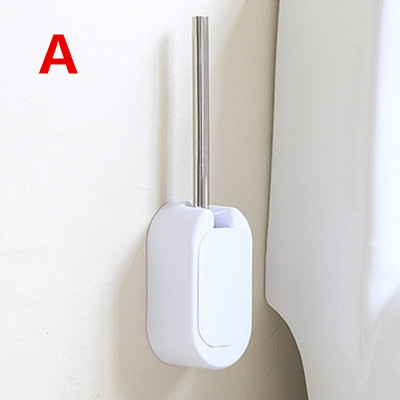 Escobilla de baño portátil de oro rosa de lujo, conjunto de herramientas de limpieza de inodoro, escobilla de baño colgante de pared: A
