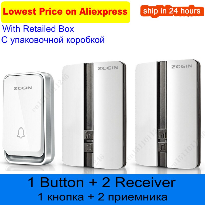 Wireless Doorbell Waterproof Self-powered Button Smart Door Bell Sets Home Welcome Outdoor House Chimes Receiver: 1 Button 2 Receiver / UK plug