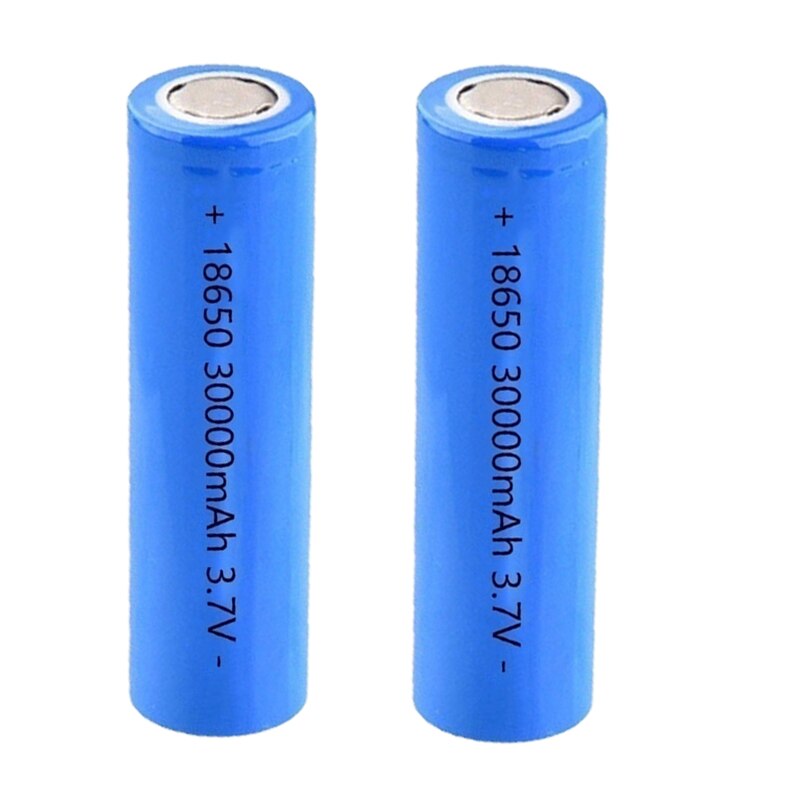 30000 mah 18650 batteri 3.7v li-ion batteri li-ion oppladbart batteri for led lommelykt elektronisk gadget kabinett: 2 stk batteri