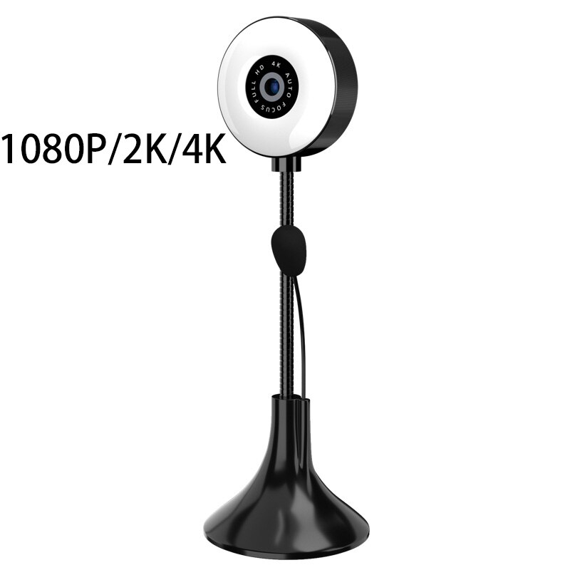 Ful Hd Webcam Webcam Met Microfoon Voor Pc Laptop Computer Led Ring Licht Invullen Web Cam Voor Studie Conferentie