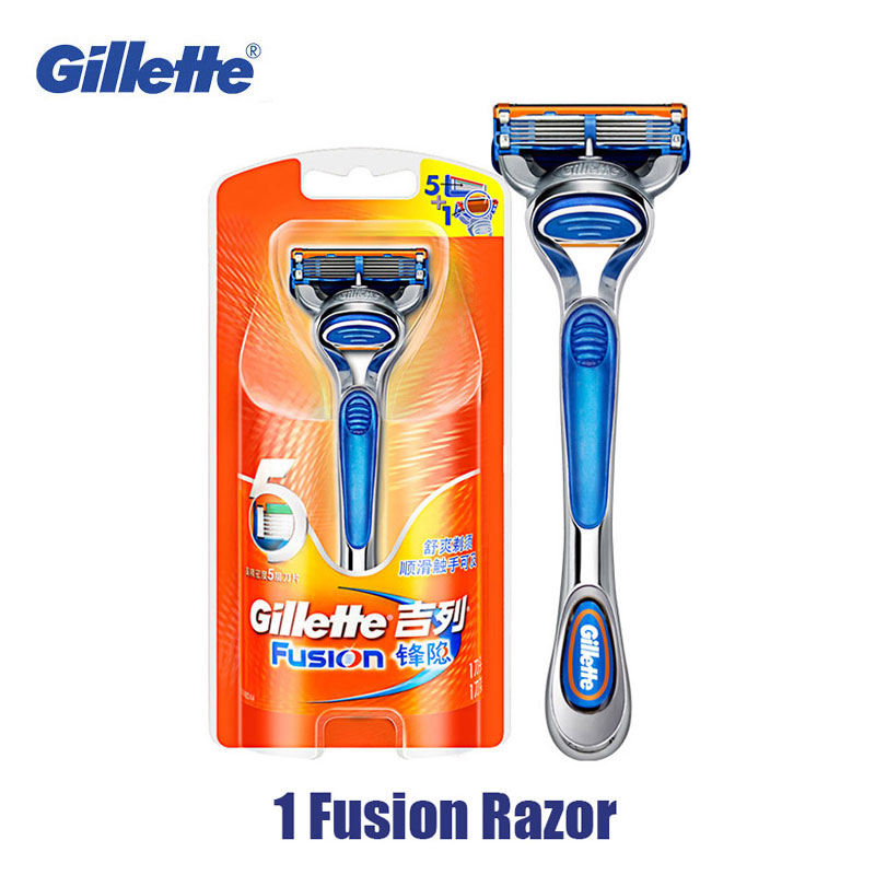 Original Gillette Verschmelzung Rasierer für Männer Gesicht Haar Bart Rasieren manuelle Rasierer Kassetten Ersatz Rasierer Köpfe 5 Schichten Klingen: Gold