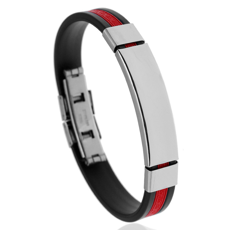 Titanium Staal Rvs Accessoires Charm 5 Clolor Armband Siliconen Armband Man Mode Sieraden: red