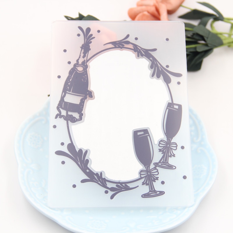 KLJUYP Wine Glass Cutting Dies and Embossing Folder Set for DIY Scrapbooking Paper Craft/Card Making Decoration Supplies