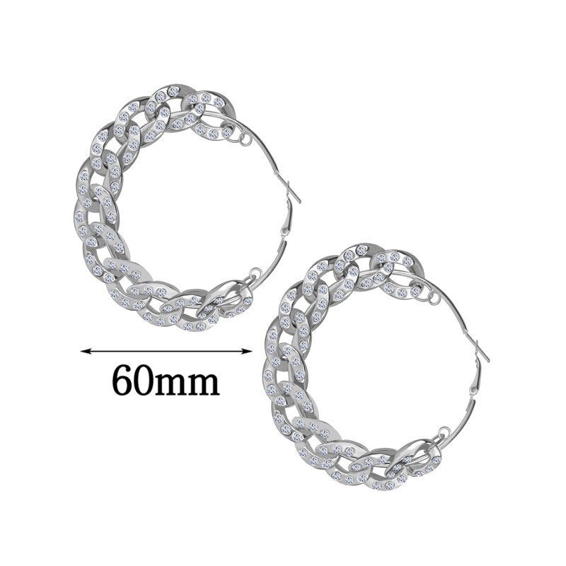 Boheme oversize kæde hoop øreringe til kvinder krystal rundt metal hoop ørering kvindelige smykker erklæring: 516970201