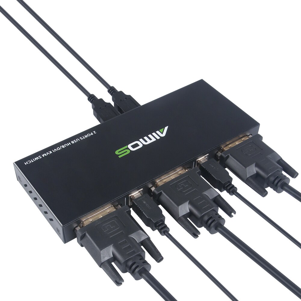 2 Ports DVI KVM Switch USB DVI KVM Switch Box for Sharing Keyboard Mouse Printer Plug Paly Video Display USB Swltch Splitter