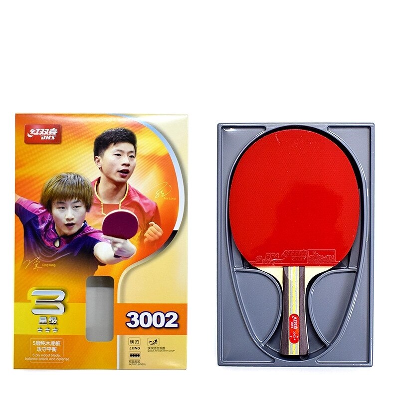 DHS table tennis rackets 3-star 3002 3006 with rubber PF4-1 pips-in racket ping pong bat paddle: 3002  FL