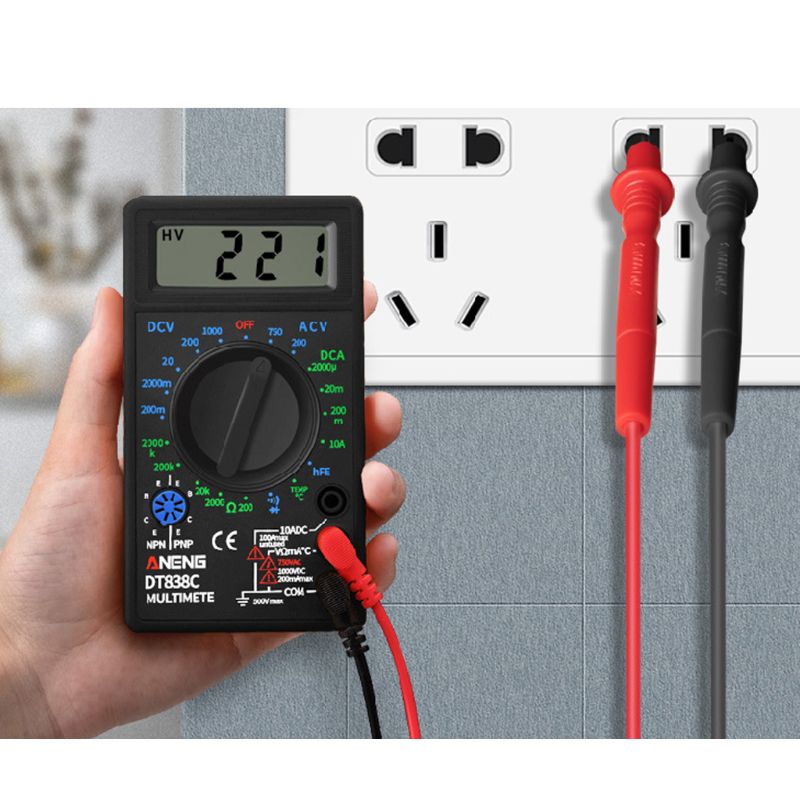 DT838 Digital Multimeter Tester AC/DC Voltage Voltmeter Current Resistance Temperature Measuring Meter Ammeter Test with Lead