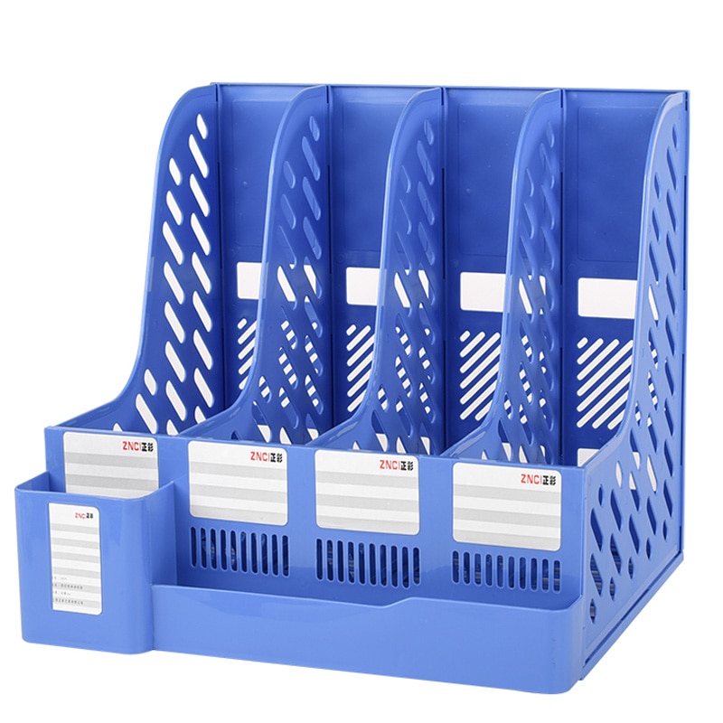 Bandeja de plástico para documentos, archivador con soporte para bolígrafo, organizador de archivos para escritorio, almacenamiento de escritorio, suministros de oficina, 3 colores