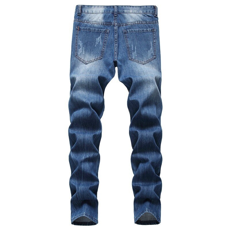 Kimsere herre revet jeansbukser med skrog lappet nedtrykt denim bukser kamuflasje lappeteppe pluss størrelse 29-42
