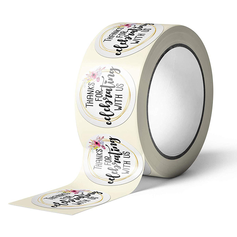 500 pièces/rouleau Kraft rond merci autocollants joint étiquettes autocollants paquet autocollant