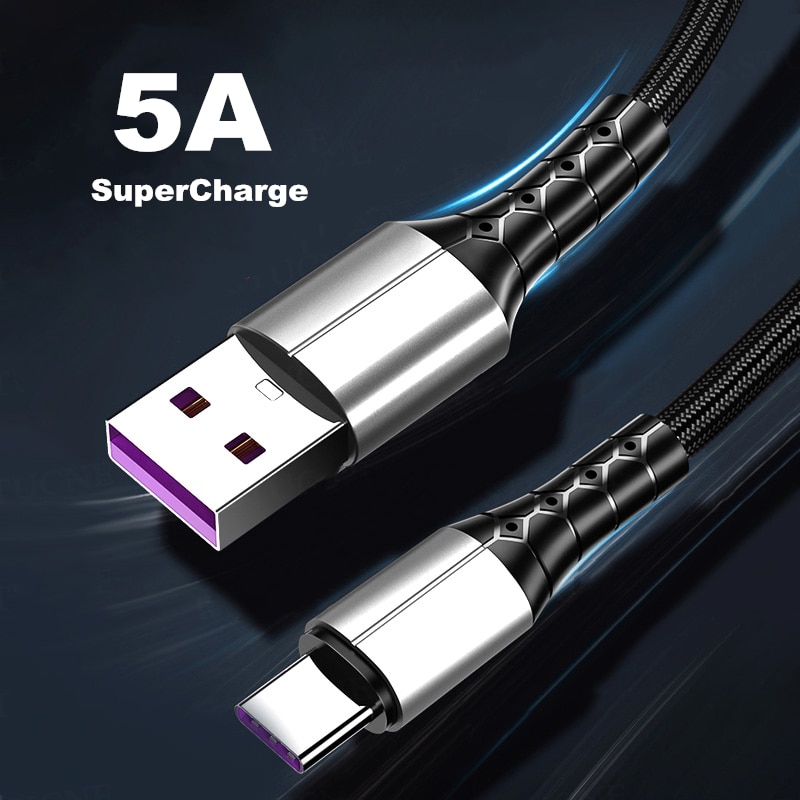 5A Aufzurüsten Typ C USB Kabel für Huawei Samsung S20 S10 S9 Quick Charge 3,0 Schnelle Lade Typ-C telefon Kabel Daten Draht