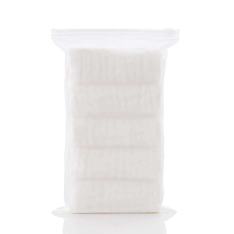 5 st/lot 100%  fyrkantig bomullshandduk muslin babyprylar för nyfödda gasväv babyservetter tvätta trasor babyhandduk och tvättlappar: Vit
