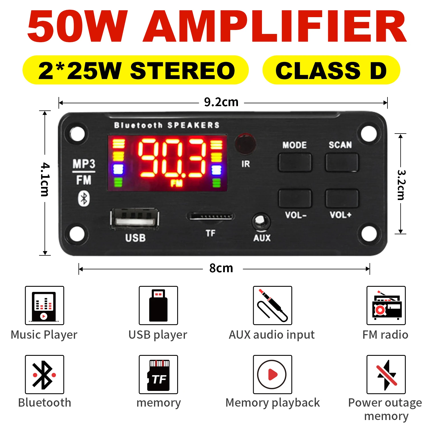 2*25W verstärker MP3 Player Decoder Board 18V Bluetooth 5,0 50W verstärker Auto FM Radio modul Unterstützung TF USB AUX