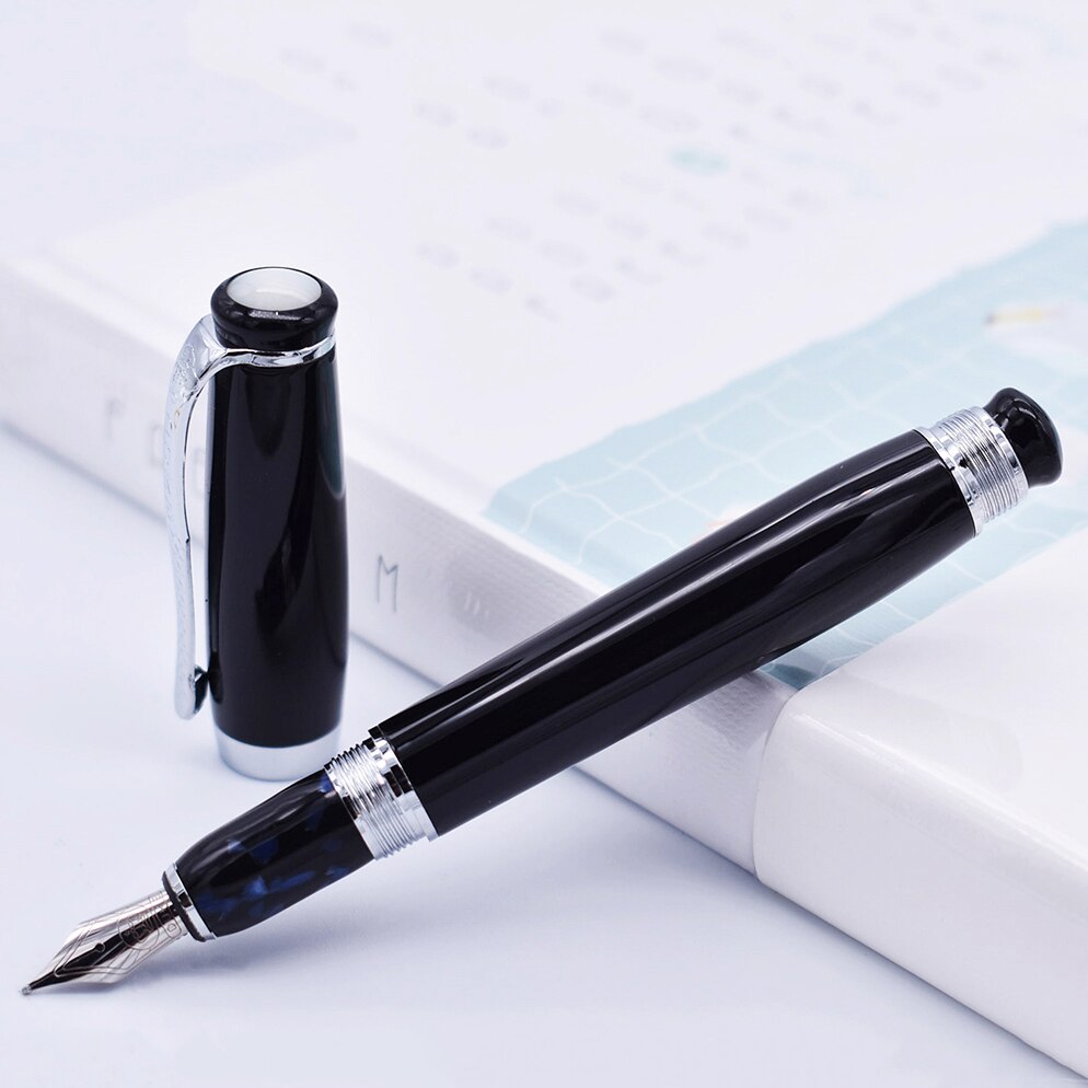Duke Tutor Classic Fountain Pen , Black Barrel and White Pearl on Top , Ideal for Business Office Home or