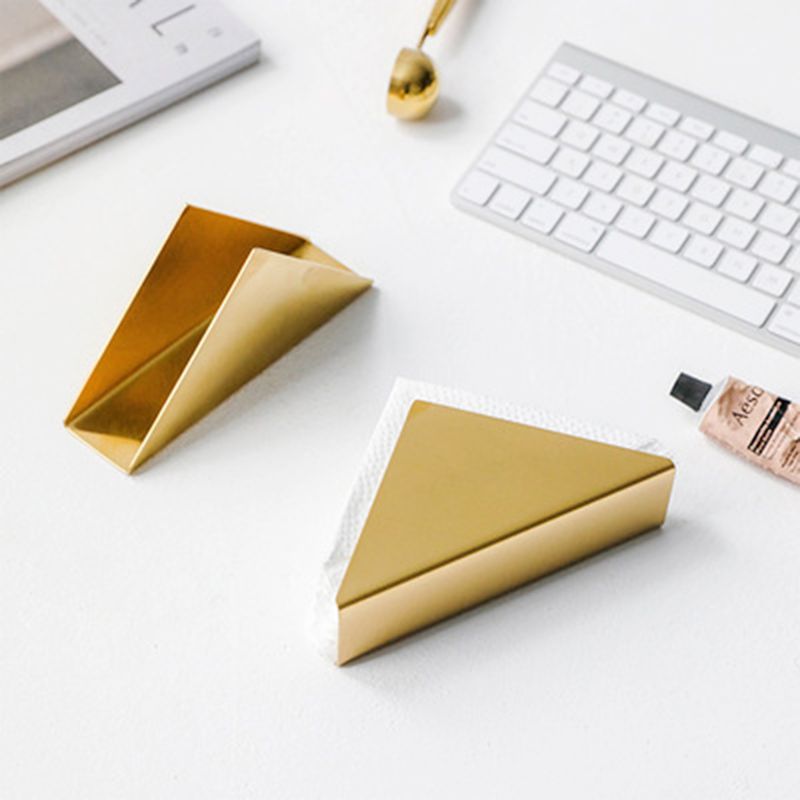 1 Pc Napkin Holder Stainless Steel Napkin Rack Box Dispenser Triangular Prism Paper Tissue Holder Home Party Table Decoration