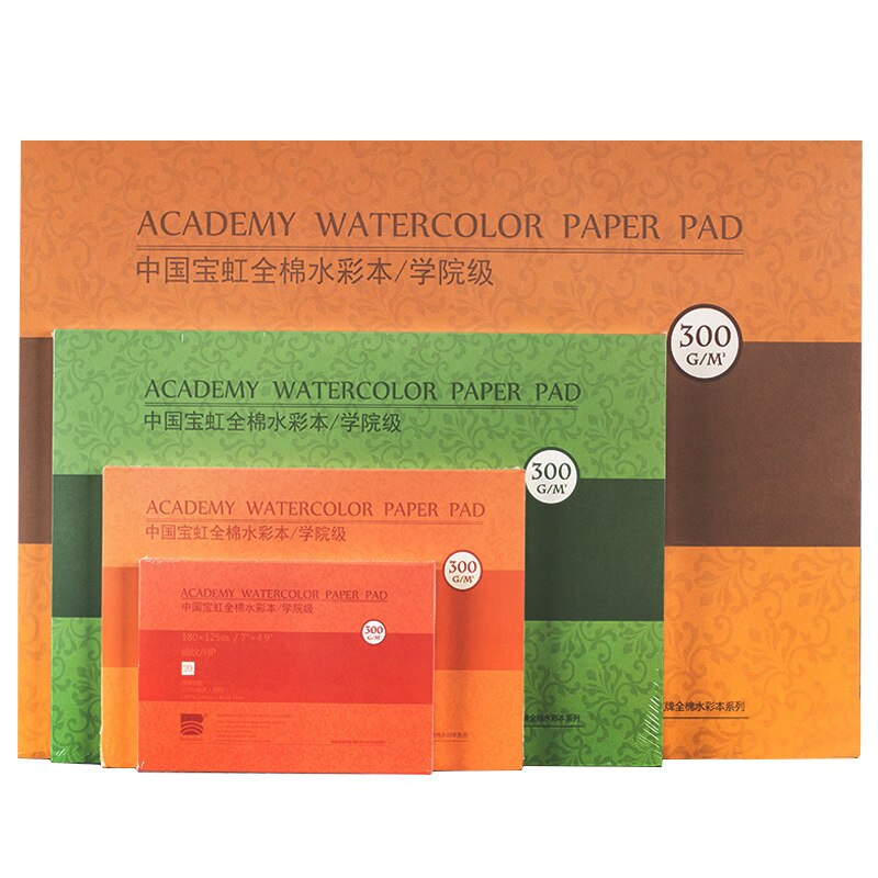 Watercolor Pad Paper, 100% Cotton 20 Sheets, 140lb/300gsm, 32K 16K 12K Glue Bound, Acid-Free, Art Sketchbook Wet &amp; Dry
