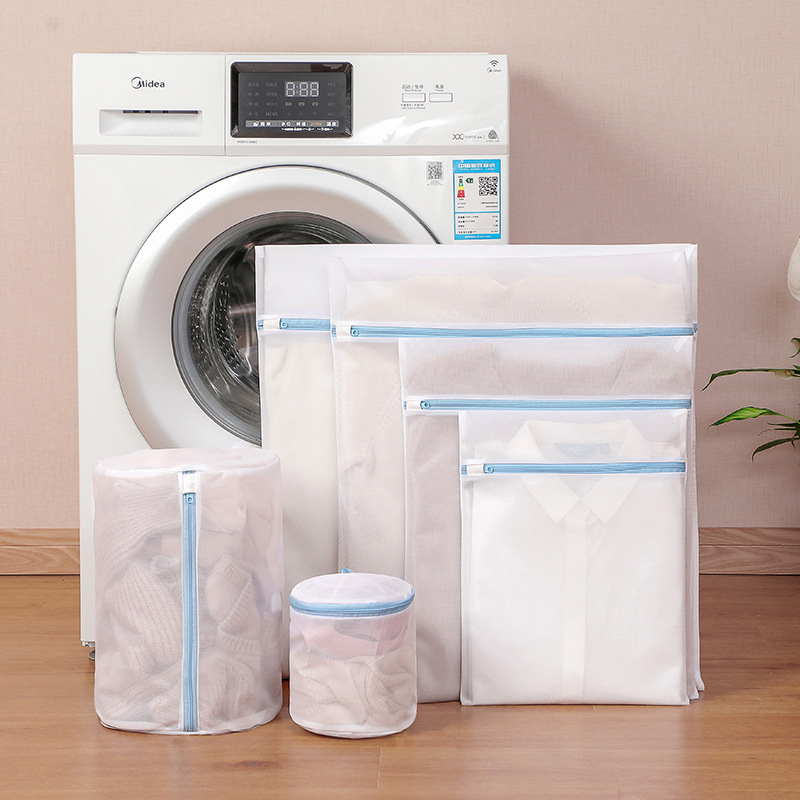 Sac à linge bleu à fermeture éclair, maille Fine, sacs de rangement de , nettoyage des vêtements ménagers, protection du sac de lavage pour Machine à laver