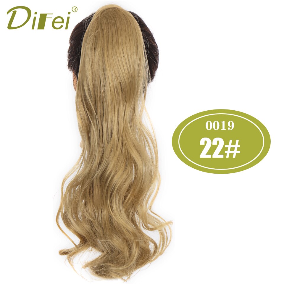 DIFEI Lange Golvende Natuurlijke Paardenstaart Clip in Pony tail Hair Extensions Wrap Rond op Synthetisch Haar Stuk voor Vrouwen: 22