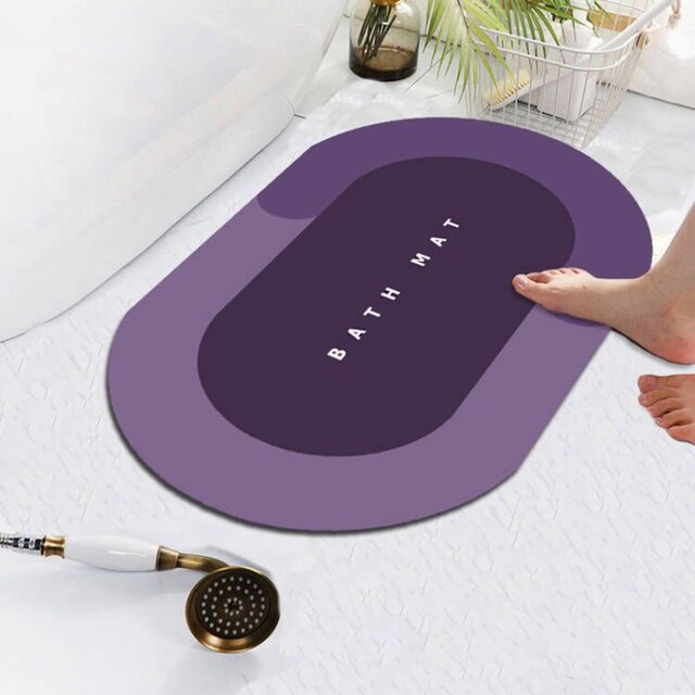 Super Absorberende Badmat Sneldrogend Badkamer Rug Antislip Entree Deurmat Nappa Huid Vloermatten Wc Tapijt Thuis decor: Oval Purple-null