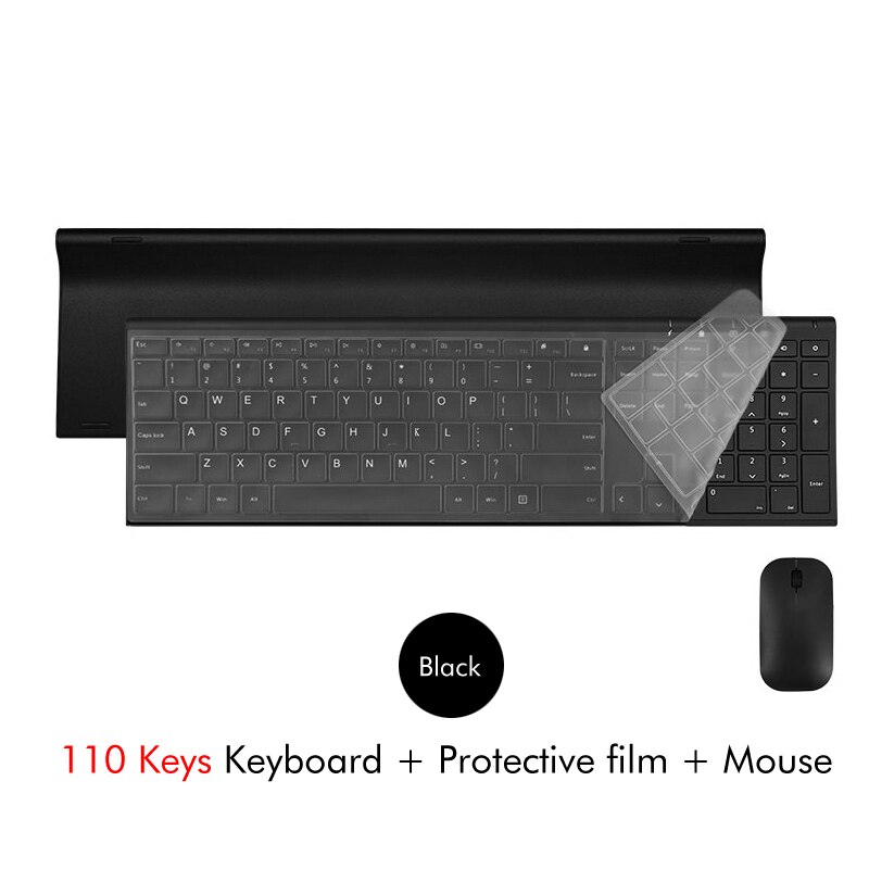 B.O.W 2.4Ghz Wireless Keyboard, 10 Keys Slim Matte Metal Ultra thin Rechargeable Full Size Keyboard Kits with Nano USB Receiver: Black Combo 110Keys