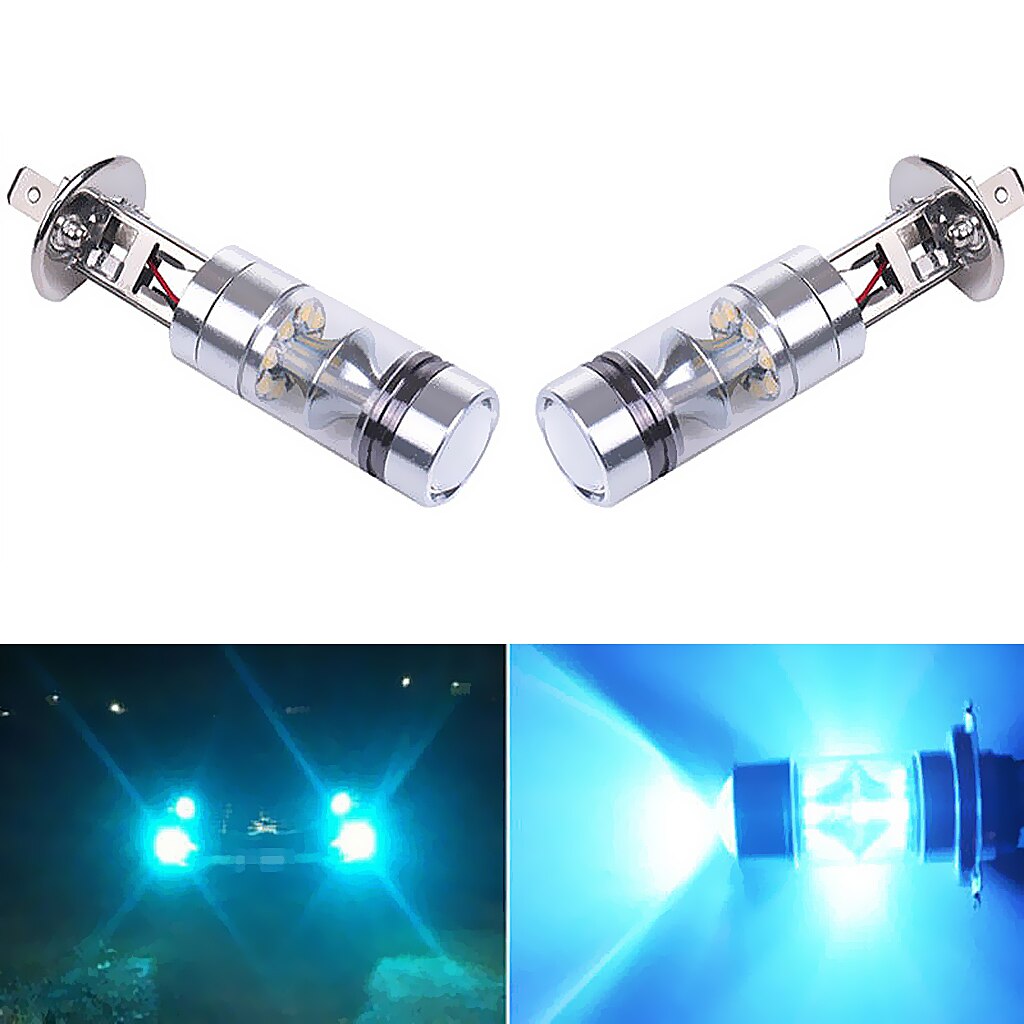 2 Stuks High Power 100W H1 20SMD Led Mistlamp Rijden Bollen 8000K Ice Blue Voor Auto