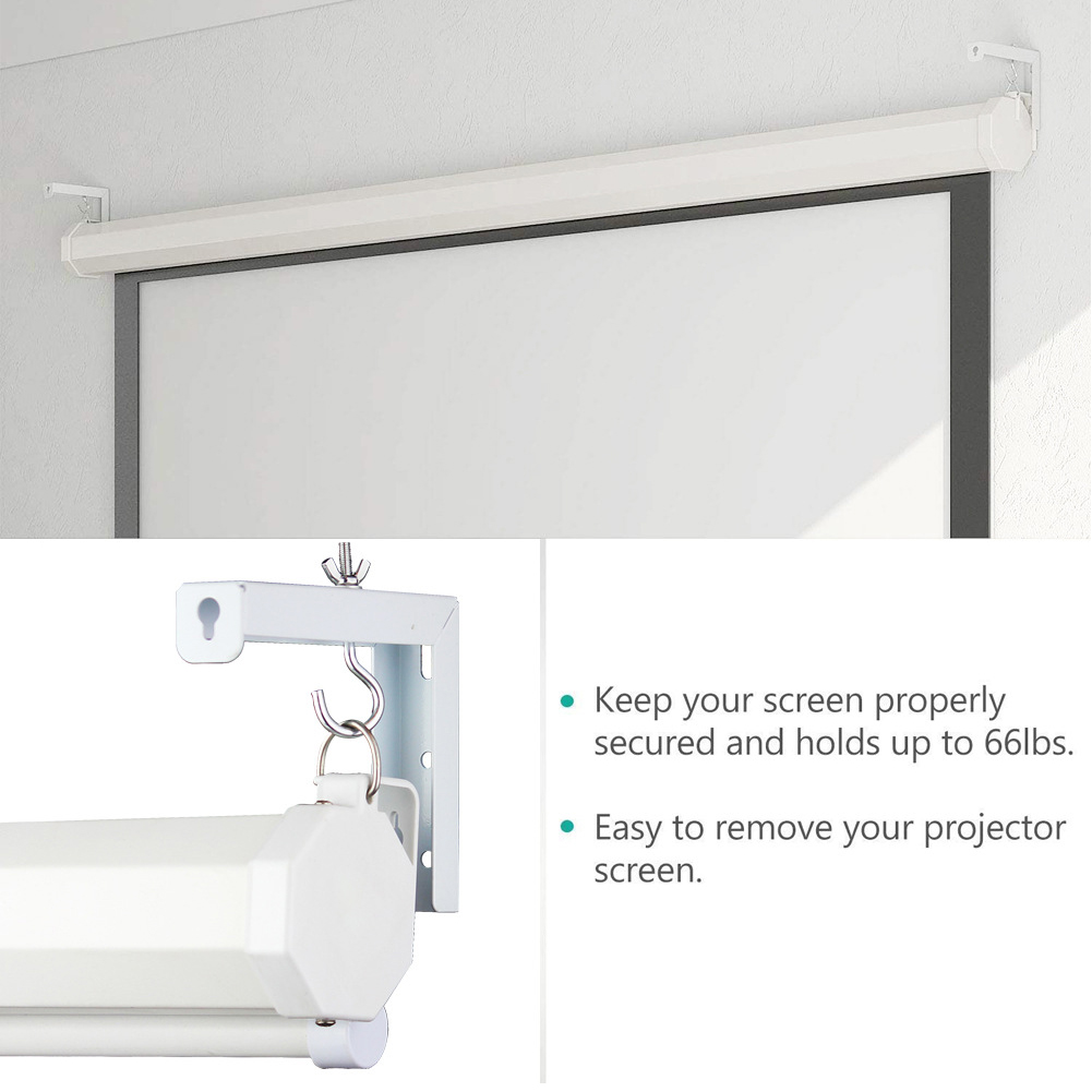 1pair Heavy Duty With Hook Adjustable Replacement Parts Projector Screen Anti Fall Off Hanging Universal Wall Mounted L Bracket
